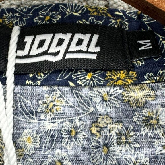 Jogal Shirt Mens Size Medium Navy Yellow Long Sleeve Button Down Floral Cotton - Picture 9 of 10